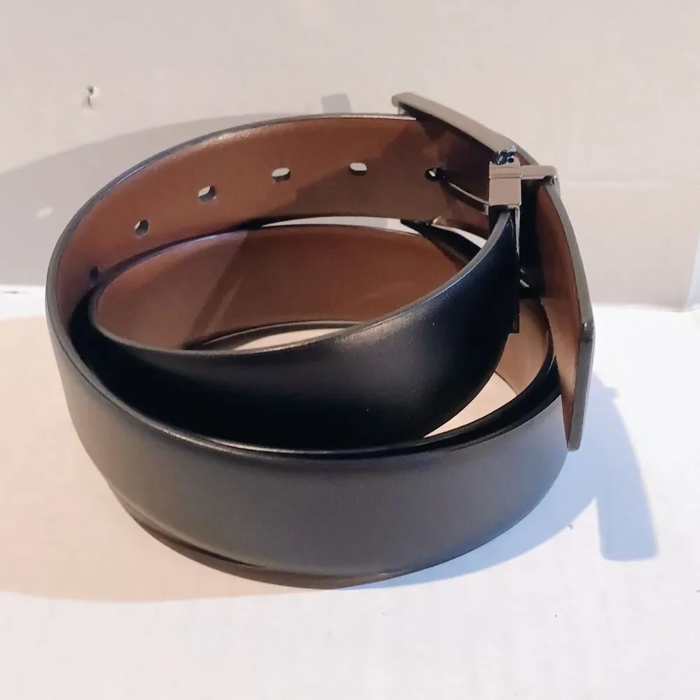 Perry Ellis Portfolio Reversible Dress Belt-Size 42-Faux Leather-Black/Brown